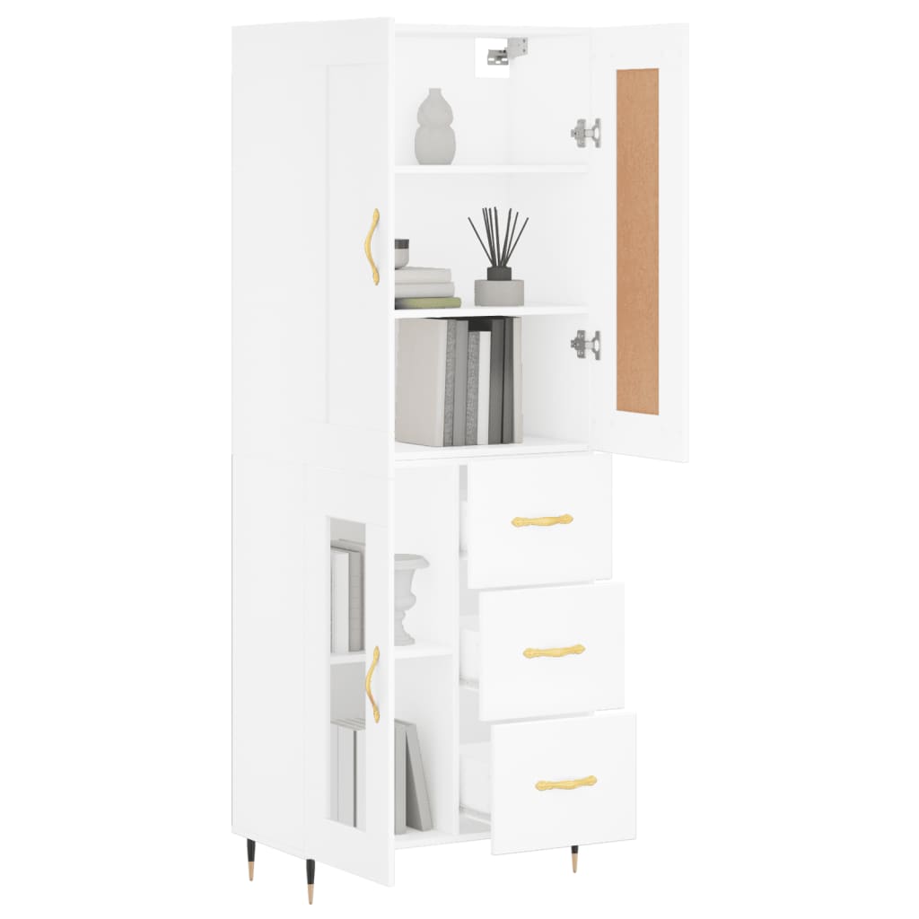 Visoka komoda bijela 69,5x34x180 cm konstruirano drvo