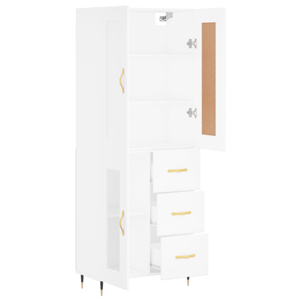 Visoka komoda bijela 69,5x34x180 cm konstruirano drvo