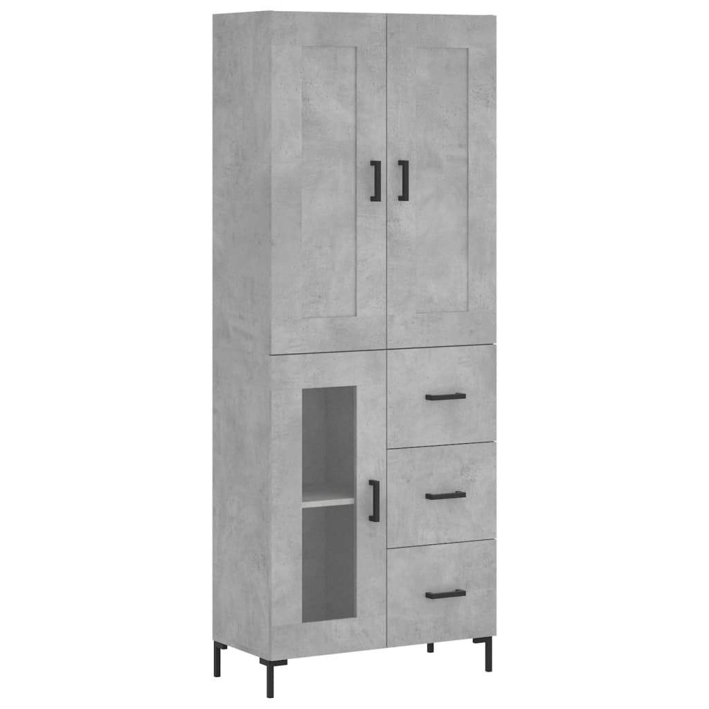 Visoka komoda siva betona 69,5x34x180 cm od konstruiranog drva