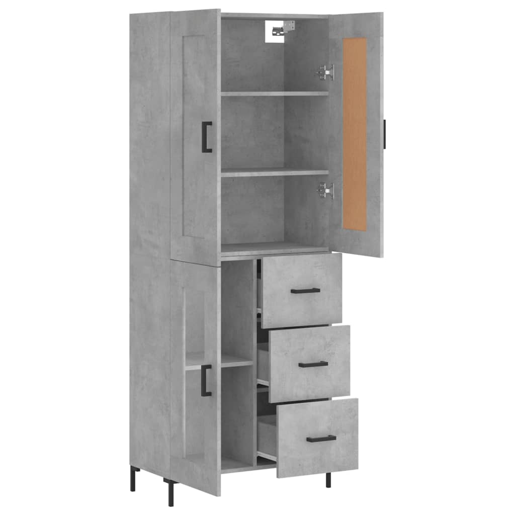 Visoka komoda siva betona 69,5x34x180 cm od konstruiranog drva