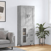 Visoka komoda siva betona 69,5x34x180 cm od konstruiranog drva