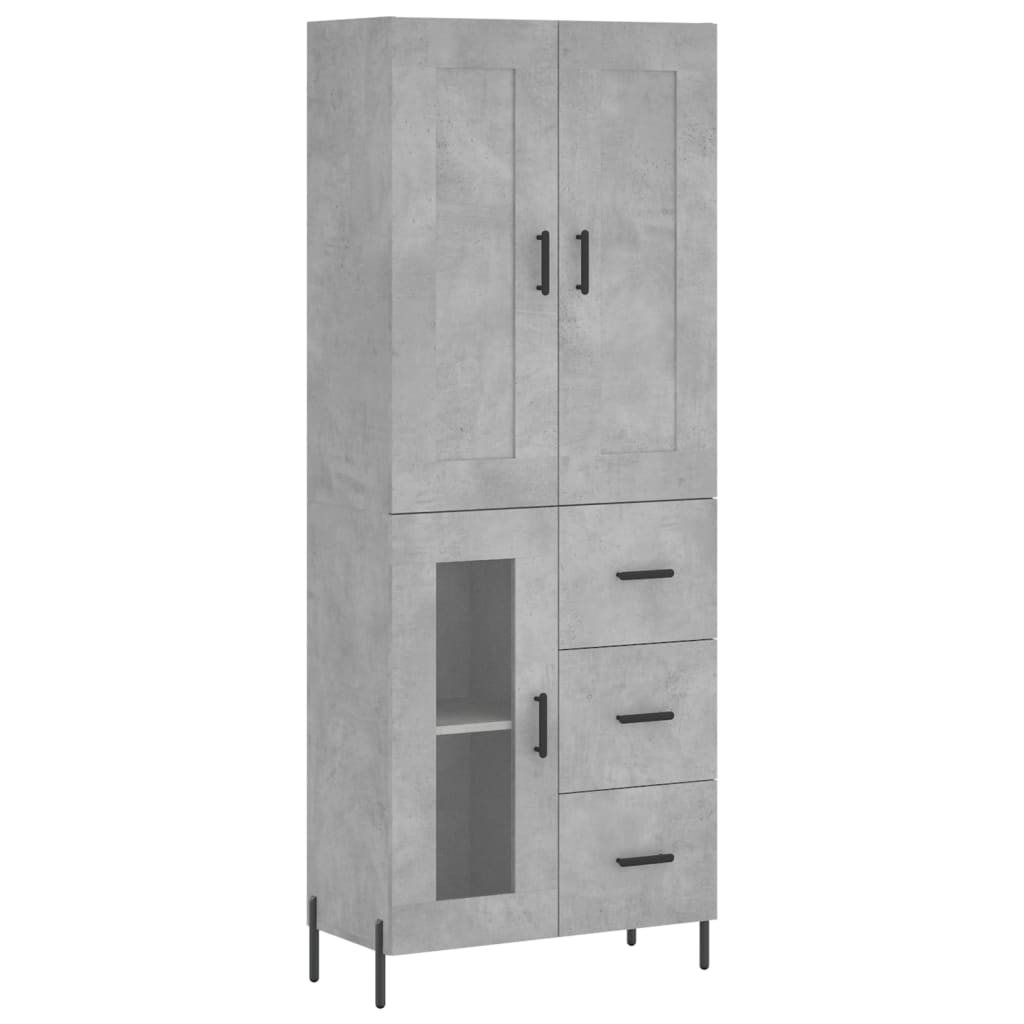 Visoka komoda siva betona 69,5x34x180 cm od konstruiranog drva