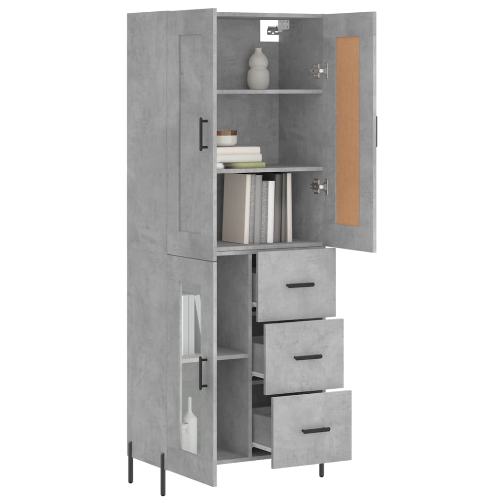 Visoka komoda siva betona 69,5x34x180 cm od konstruiranog drva