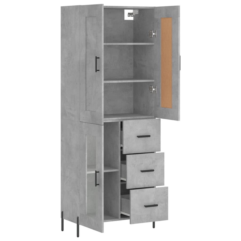 Visoka komoda siva betona 69,5x34x180 cm od konstruiranog drva