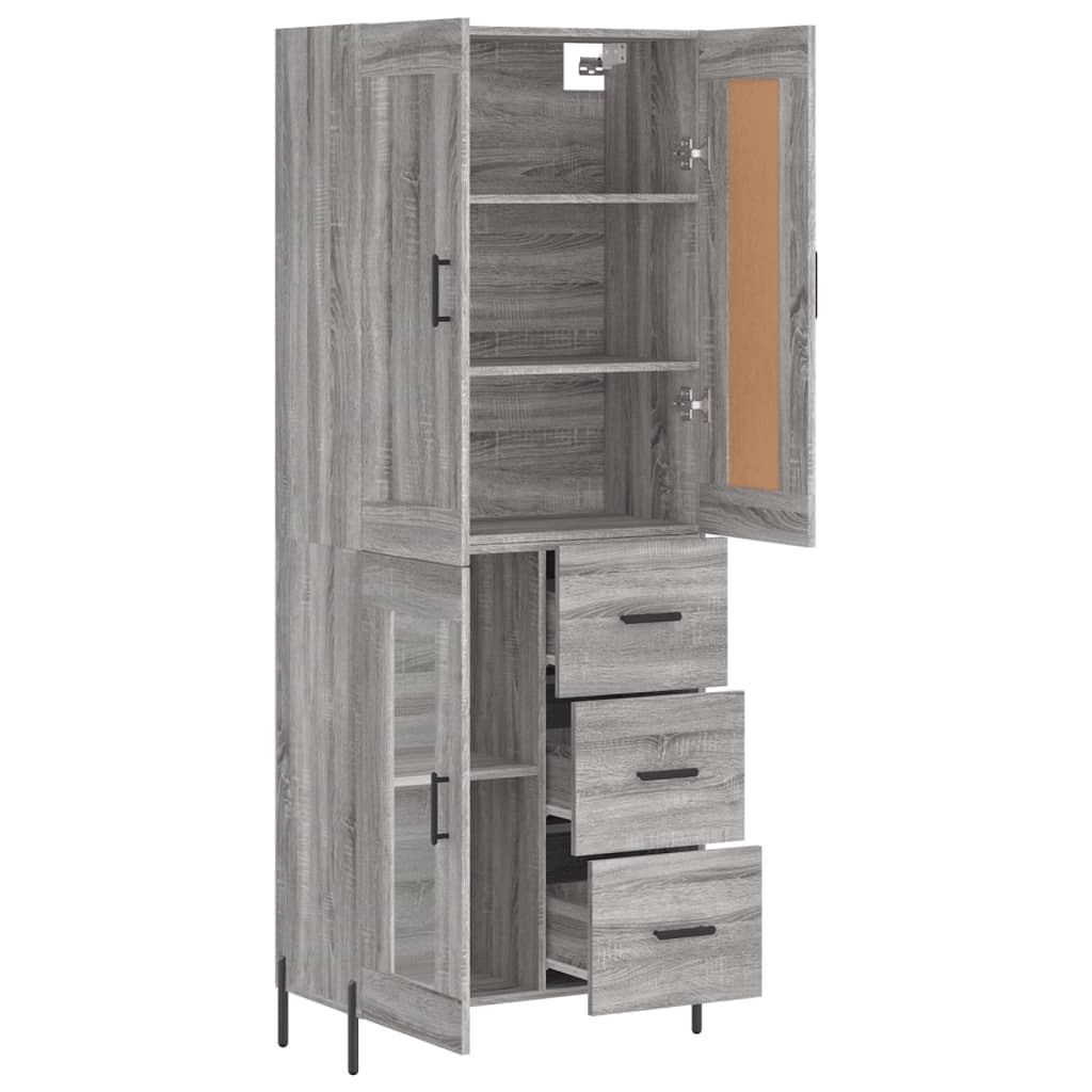 Visoka komoda siva sonome 69,5x34x180 cm od konstruiranog drva
