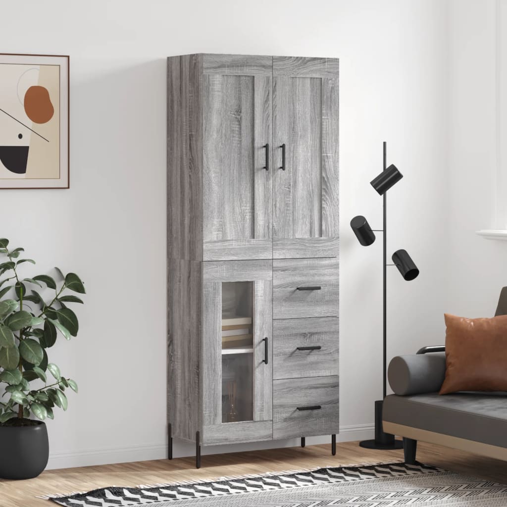 Visoka komoda siva sonome 69,5x34x180 cm od konstruiranog drva