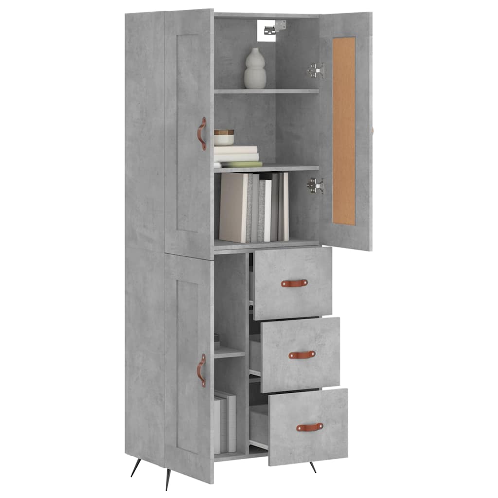 Visoka komoda siva betona 69,5x34x180 cm od konstruiranog drva