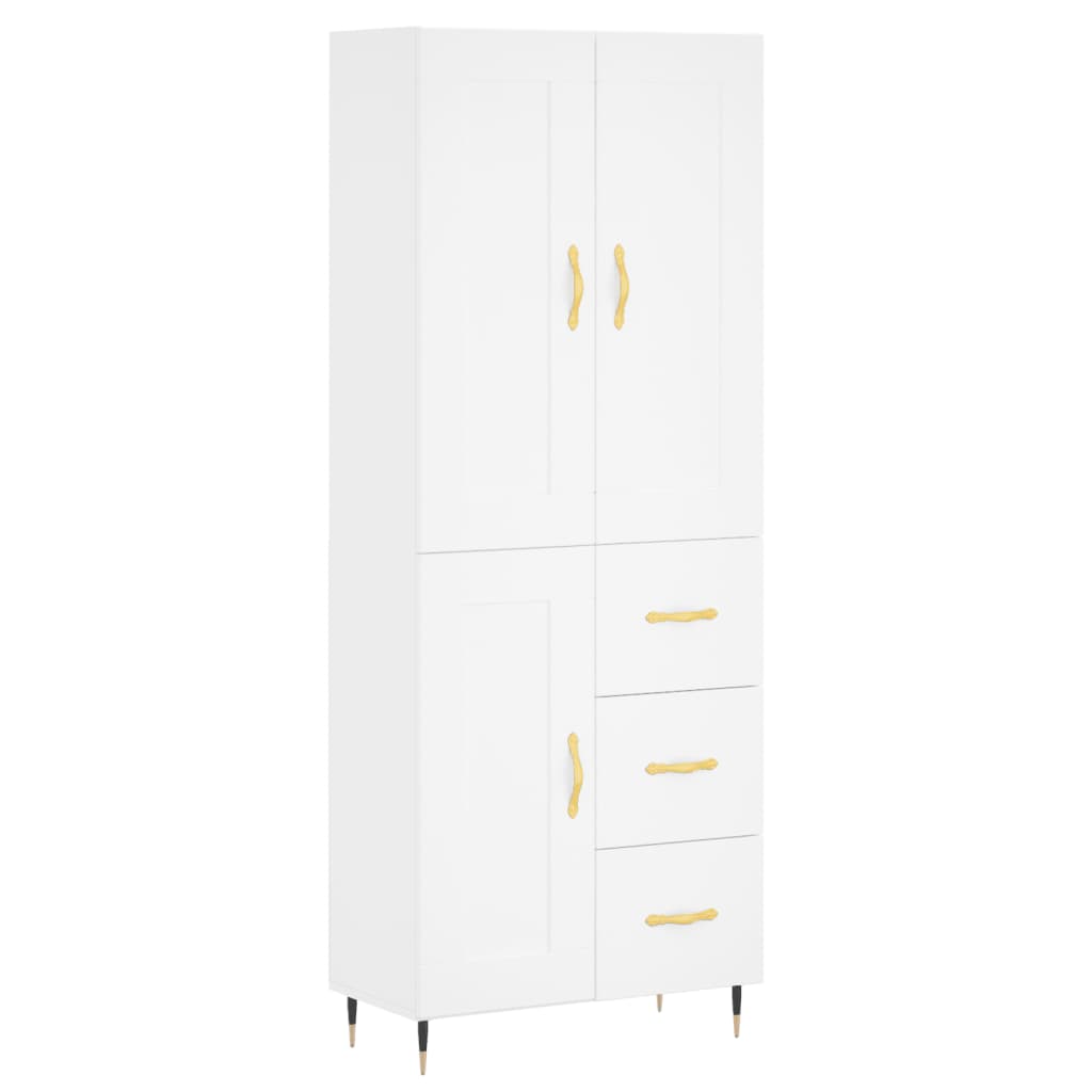 Visoka komoda bijela 69,5x34x180 cm konstruirano drvo