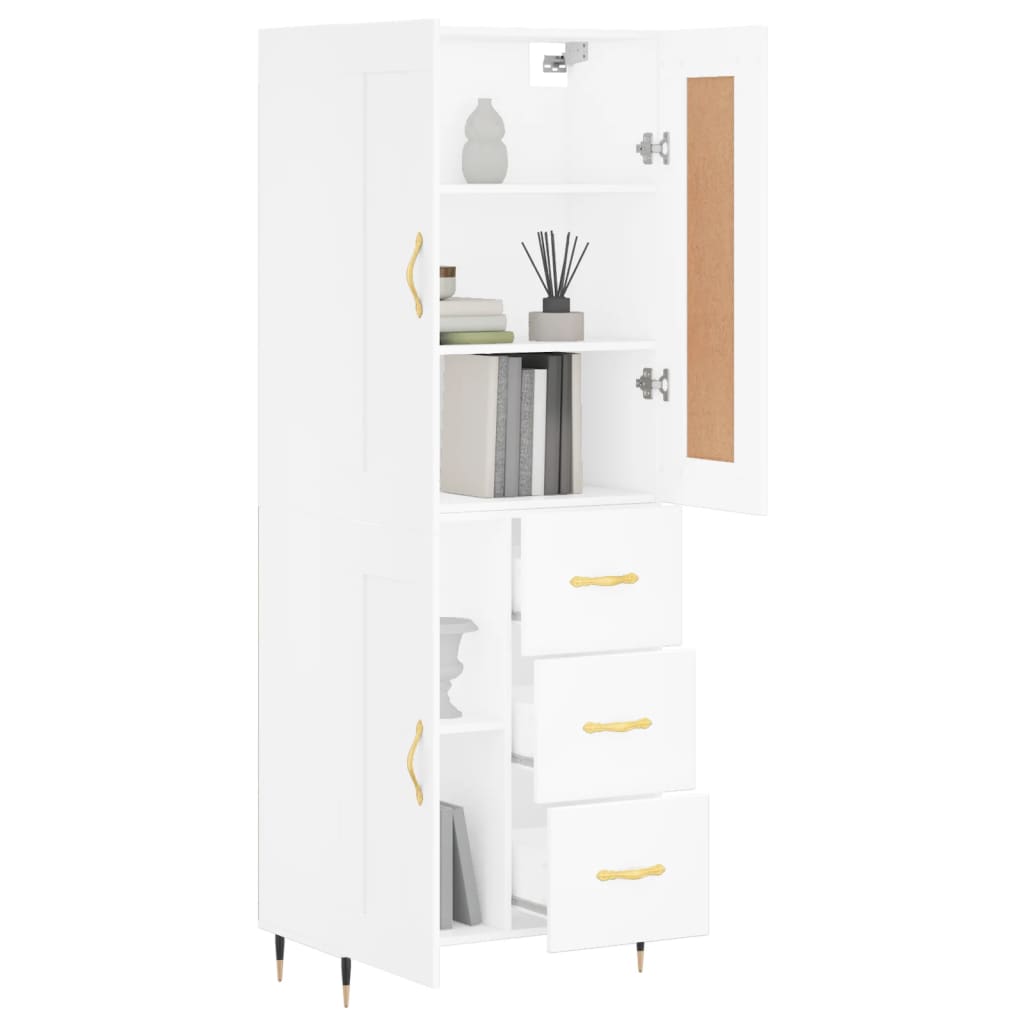 Visoka komoda bijela 69,5x34x180 cm konstruirano drvo