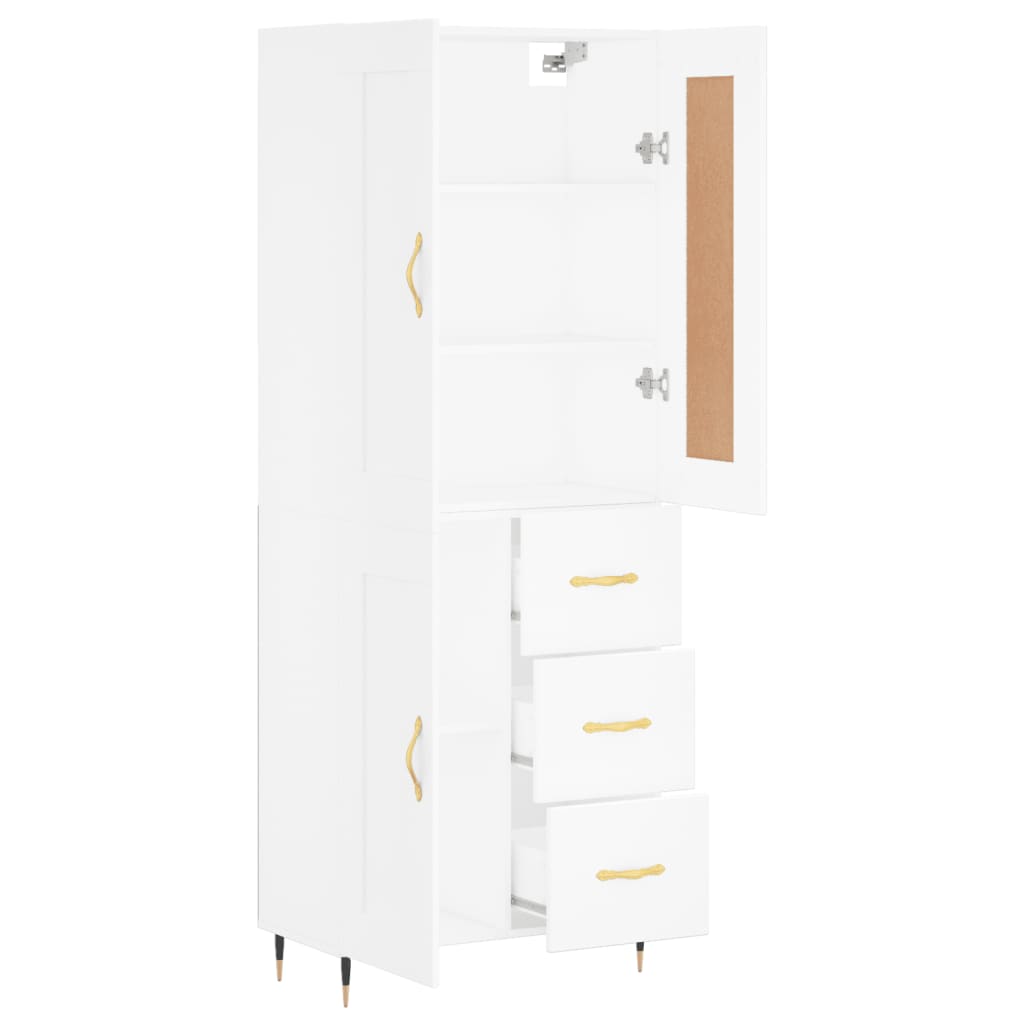 Visoka komoda bijela 69,5x34x180 cm konstruirano drvo