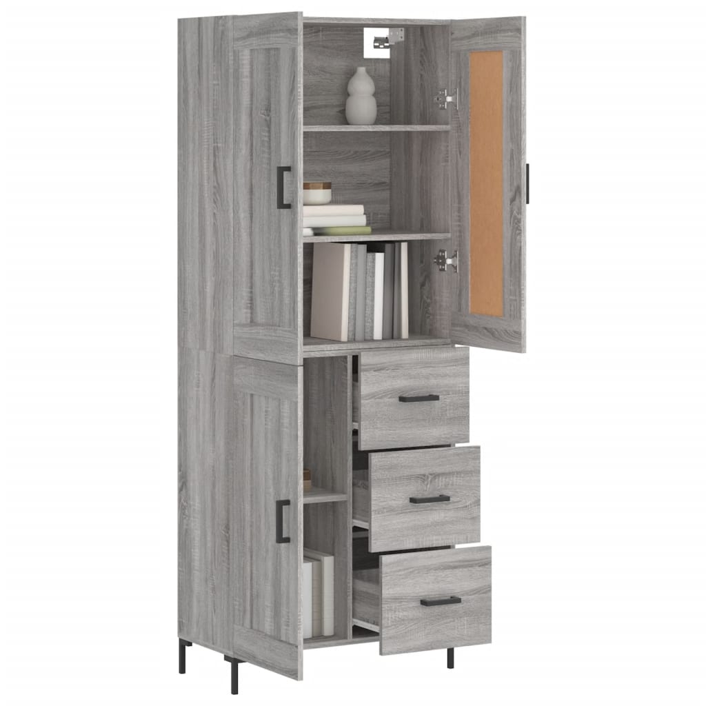 Visoka komoda siva sonome 69,5x34x180 cm od konstruiranog drva