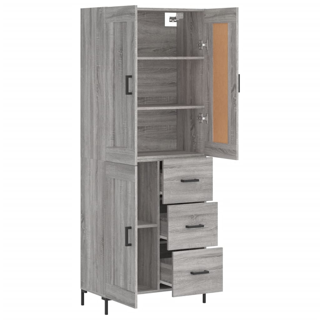 Visoka komoda siva sonome 69,5x34x180 cm od konstruiranog drva