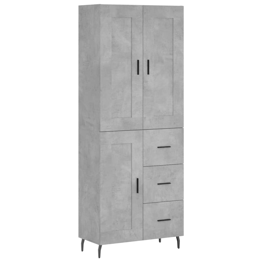 Visoka komoda siva betona 69,5x34x180 cm od konstruiranog drva