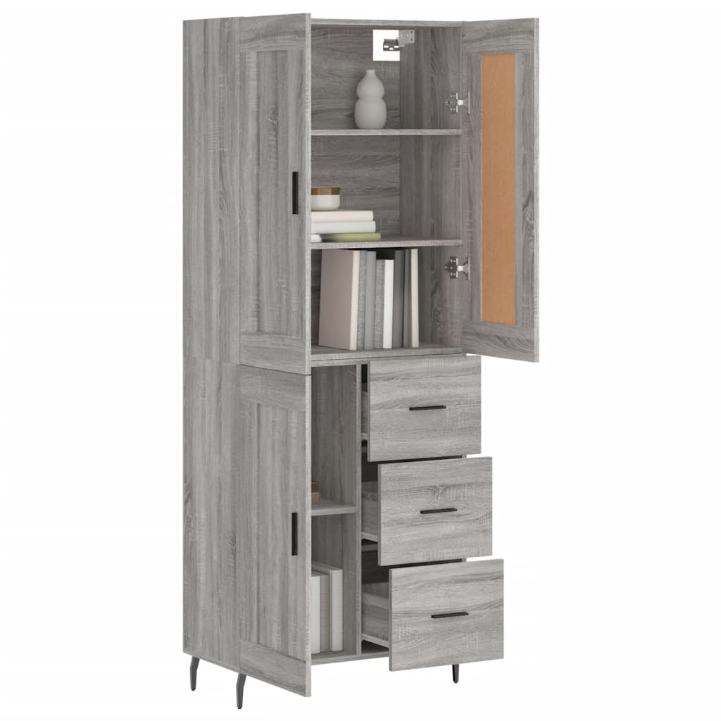 Visoka komoda siva sonome 69,5x34x180 cm od konstruiranog drva