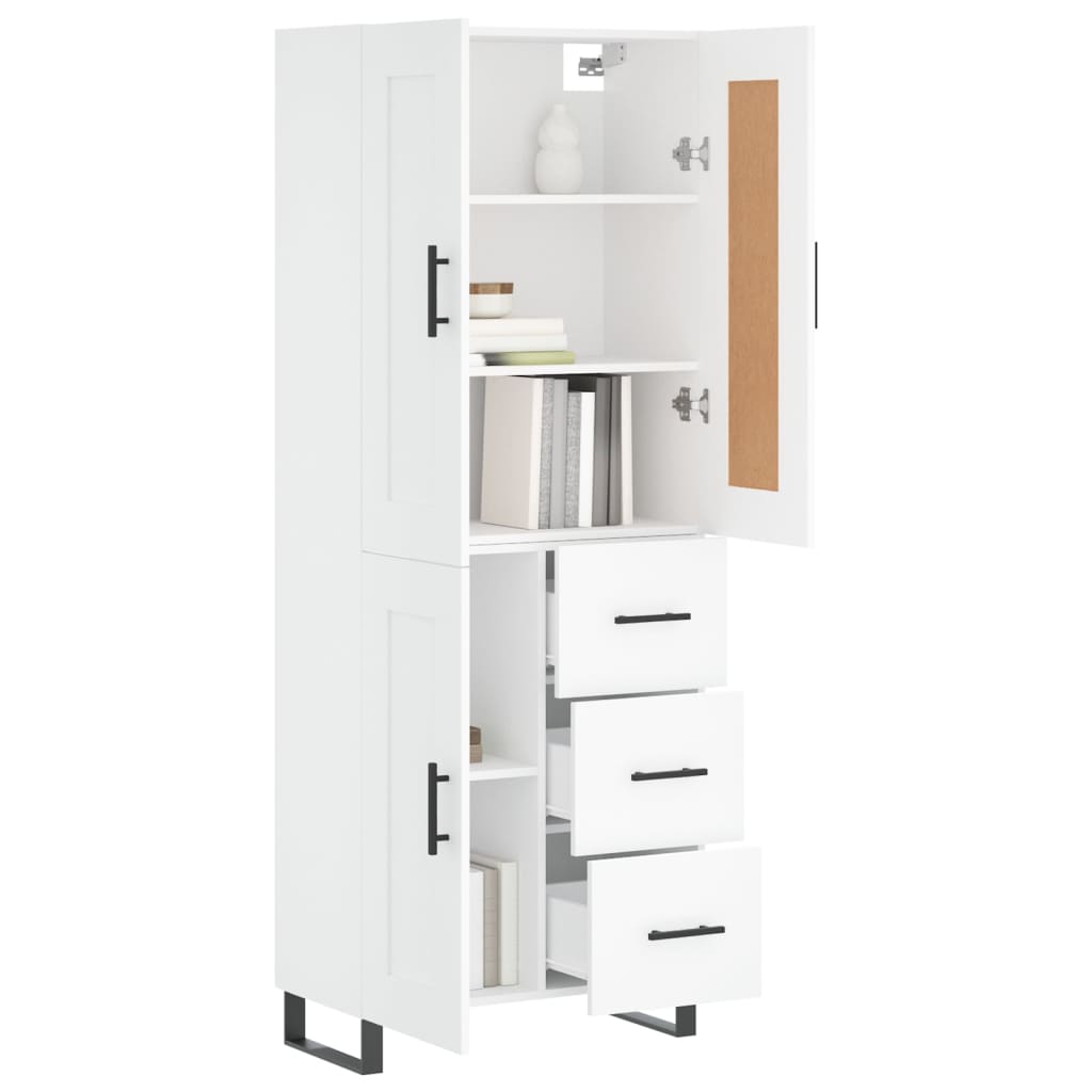 Visoka komoda bijela 69,5x34x180 cm konstruirano drvo