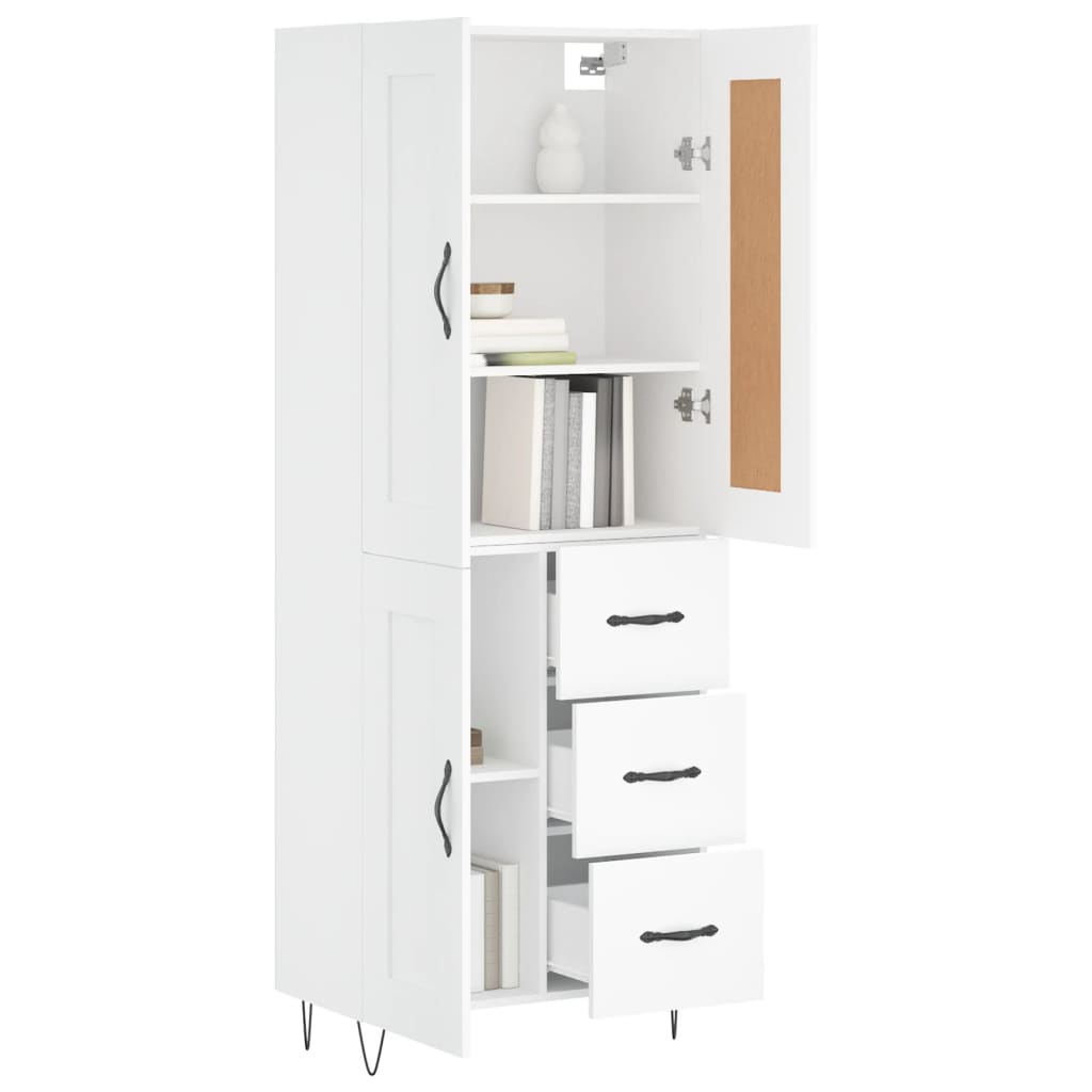 Visoka komoda bijela 69,5x34x180 cm konstruirano drvo