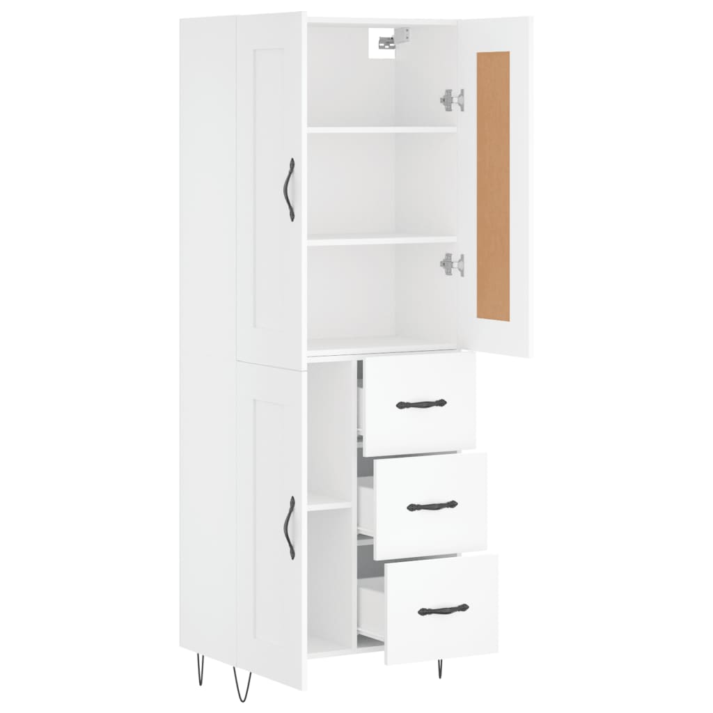 Visoka komoda bijela 69,5x34x180 cm konstruirano drvo