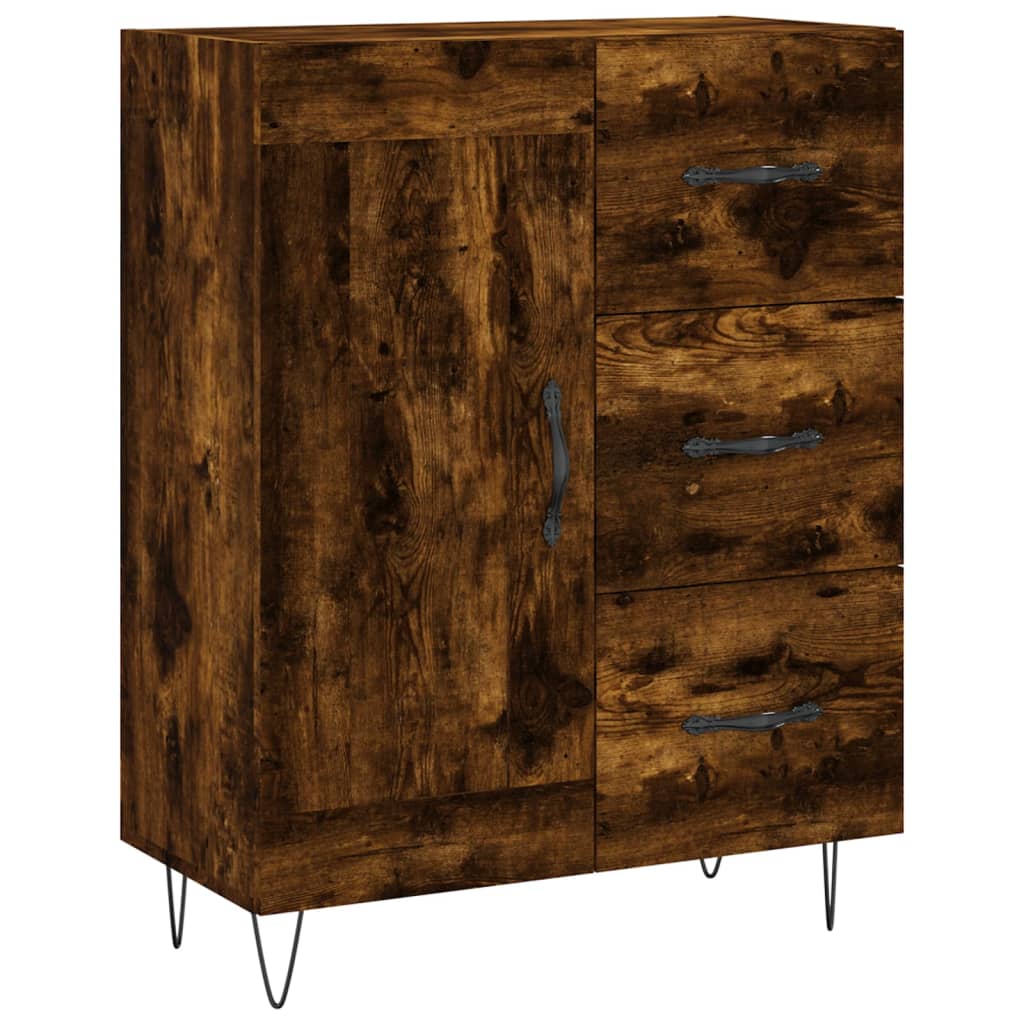 Visoka komoda dimljeni hrast 69,5x34x180 cm konstruiranog drva