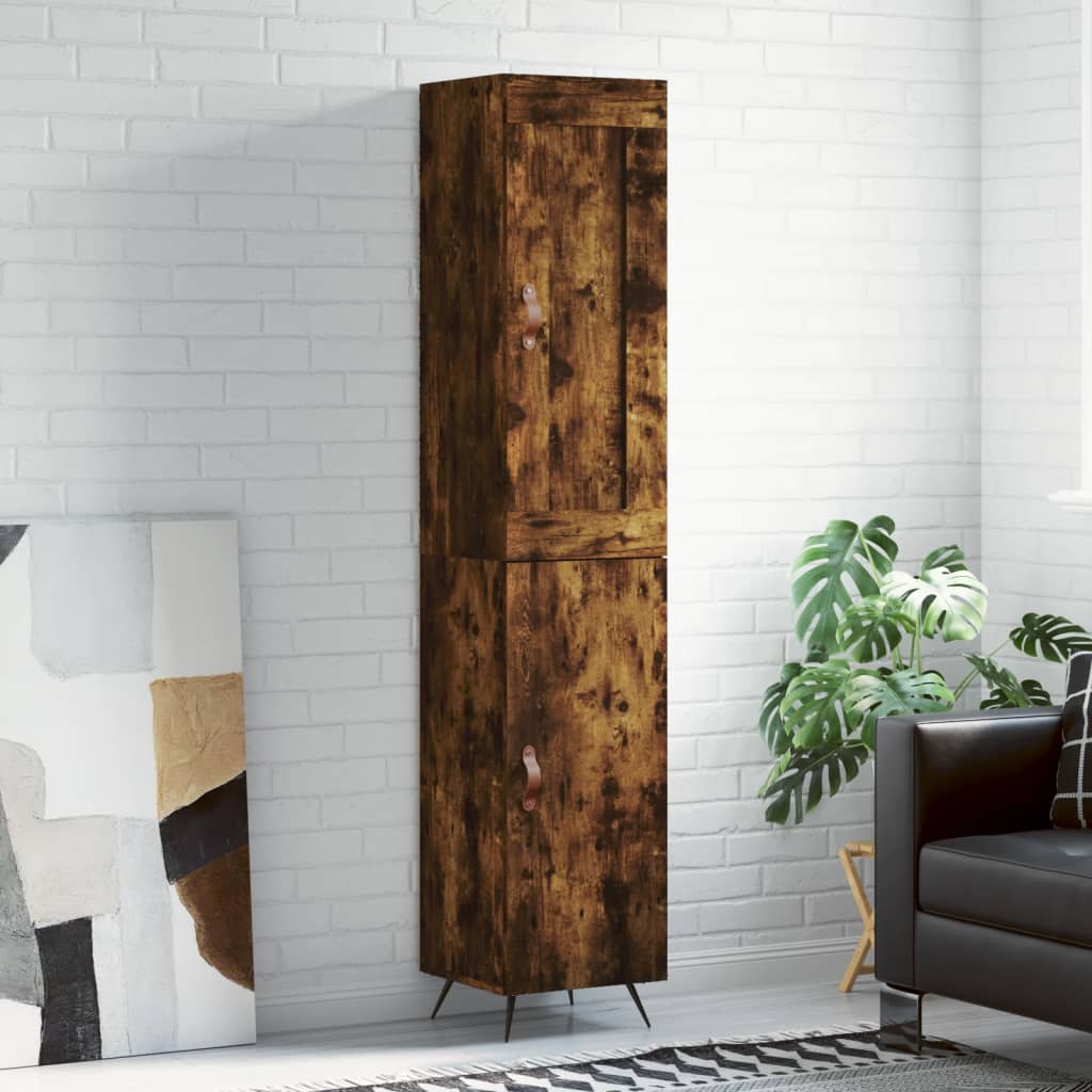 Visoka komoda dimljeni hrast 34,5x34x180cm konstruiranog drva