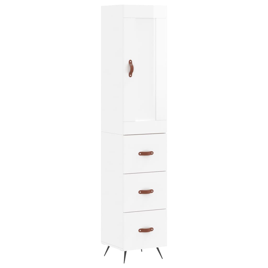 Visoka komoda sjajna bijela 34,5x34x180 cm konstruirano drvo
