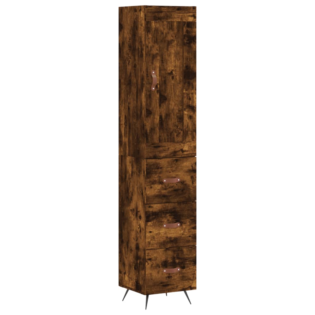 Visoka komoda dimljeni hrast 34,5x34x180cm konstruiranog drva