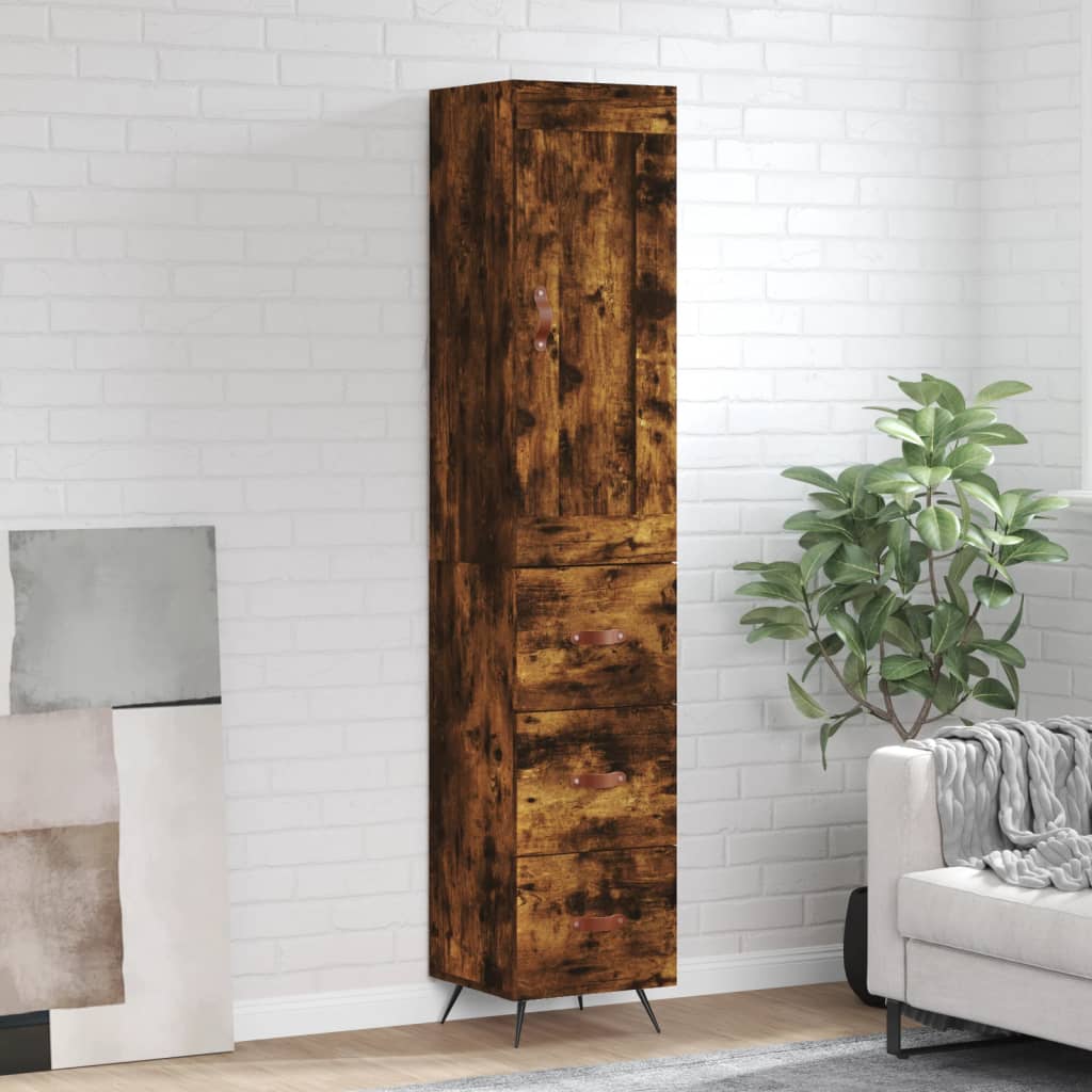 Visoka komoda dimljeni hrast 34,5x34x180cm konstruiranog drva