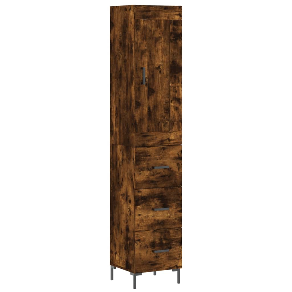 Visoka komoda dimljeni hrast 34,5x34x180cm konstruiranog drva