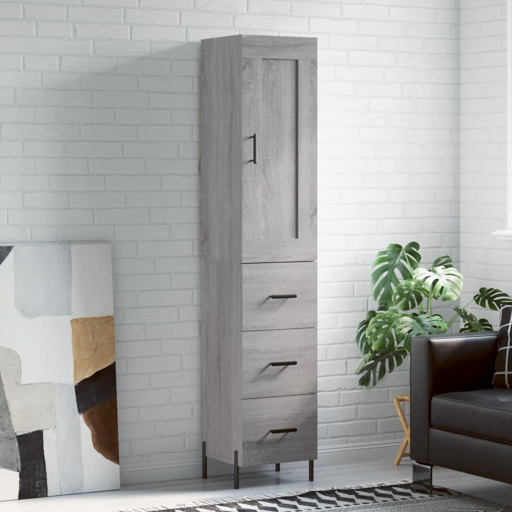 Visoka komoda siva sonome 34,5x34x180 cm od konstruiranog drva