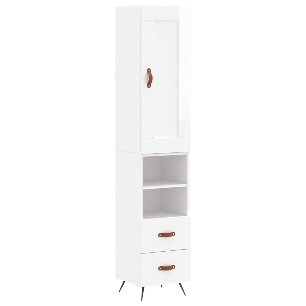 Visoka komoda sjajna bijela 34,5x34x180 cm konstruirano drvo
