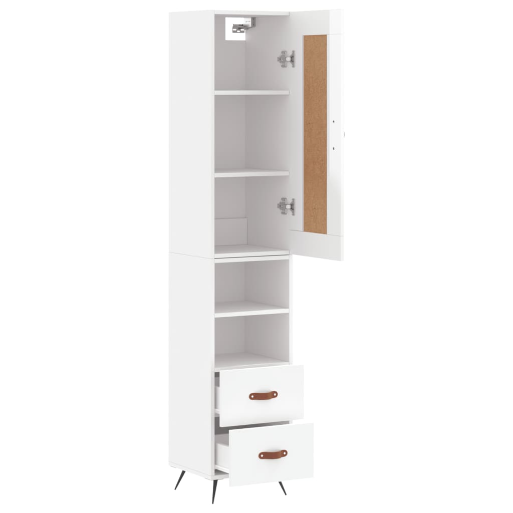 Visoka komoda sjajna bijela 34,5x34x180 cm konstruirano drvo