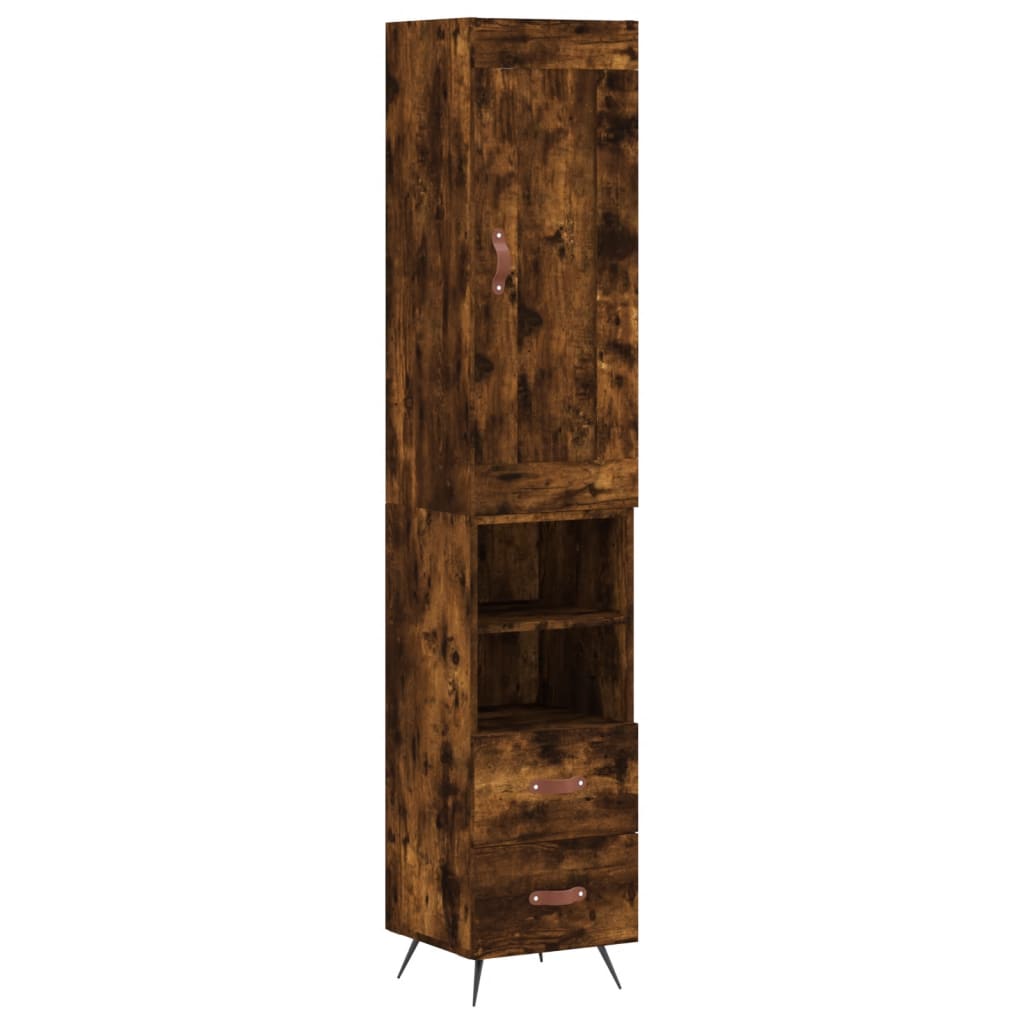Visoka komoda dimljeni hrast 34,5x34x180cm konstruiranog drva