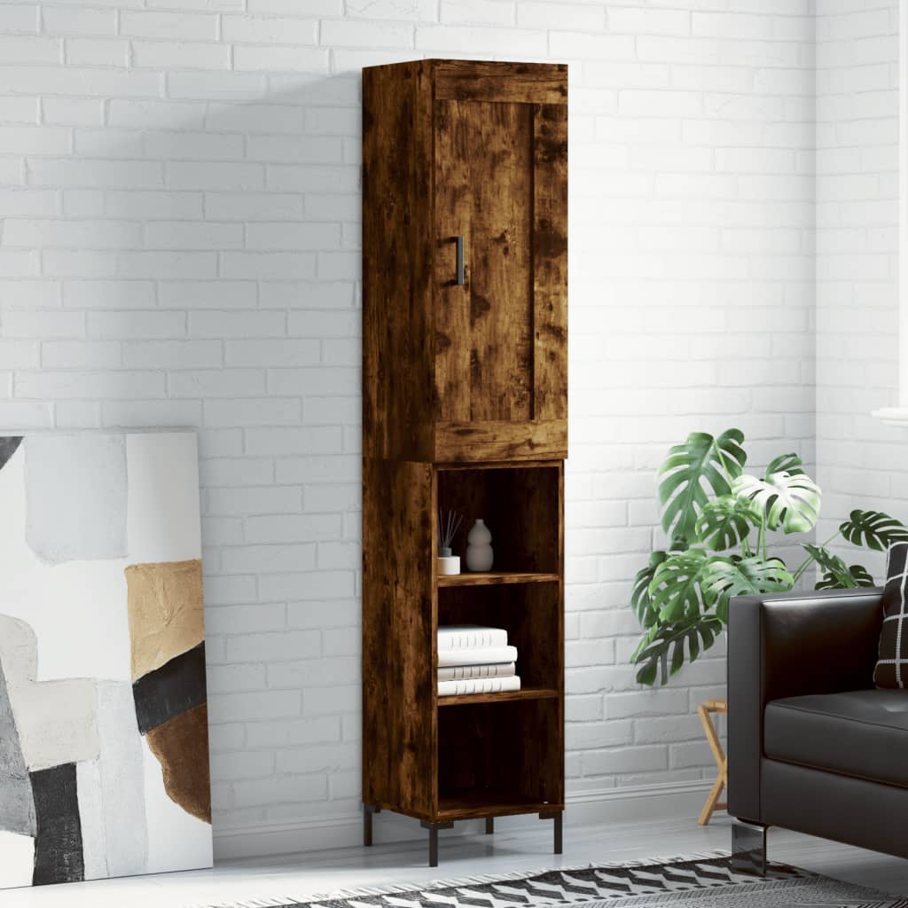 Visoka komoda dimljeni hrast 34,5x34x180cm konstruiranog drva