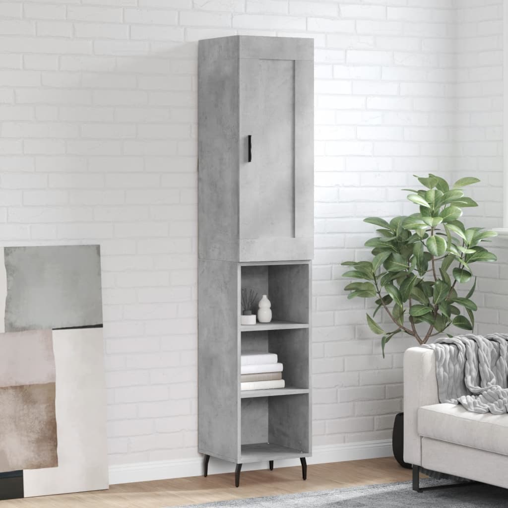 Visoka komoda siva betona 34,5x34x180 cm od konstruiranog drva
