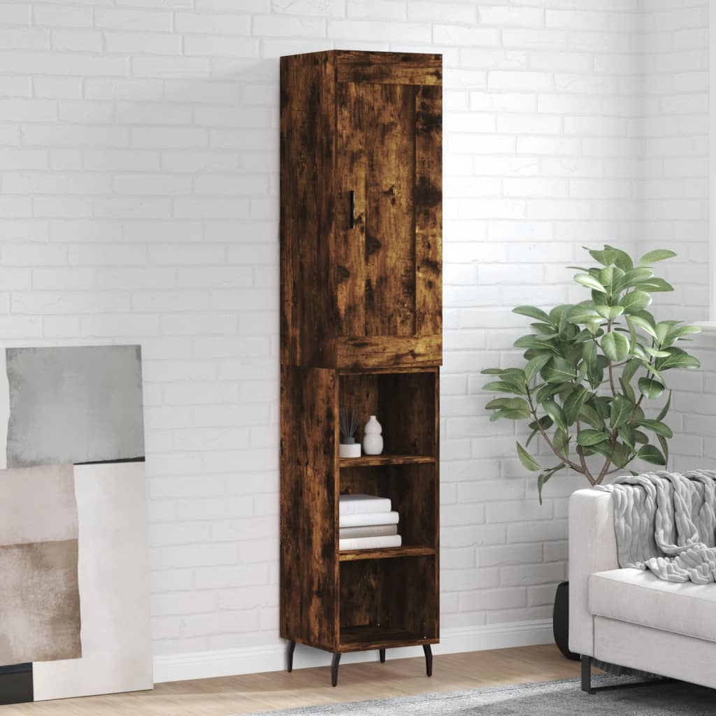 Visoka komoda dimljeni hrast 34,5x34x180cm konstruiranog drva