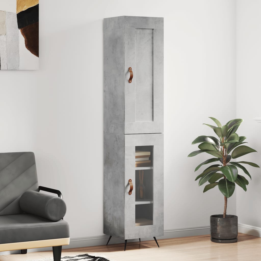 Visoka komoda siva betona 34,5x34x180 cm od konstruiranog drva
