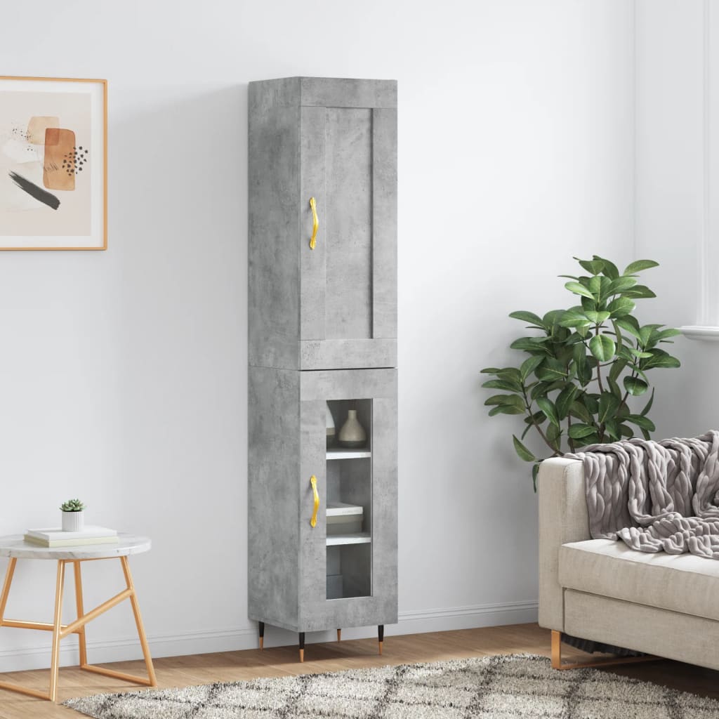 Visoka komoda siva betona 34,5x34x180 cm od konstruiranog drva