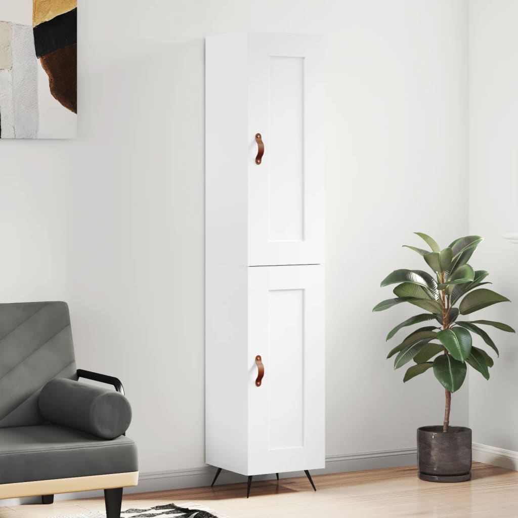 Visoka komoda sjajna bijela 34,5x34x180 cm konstruirano drvo