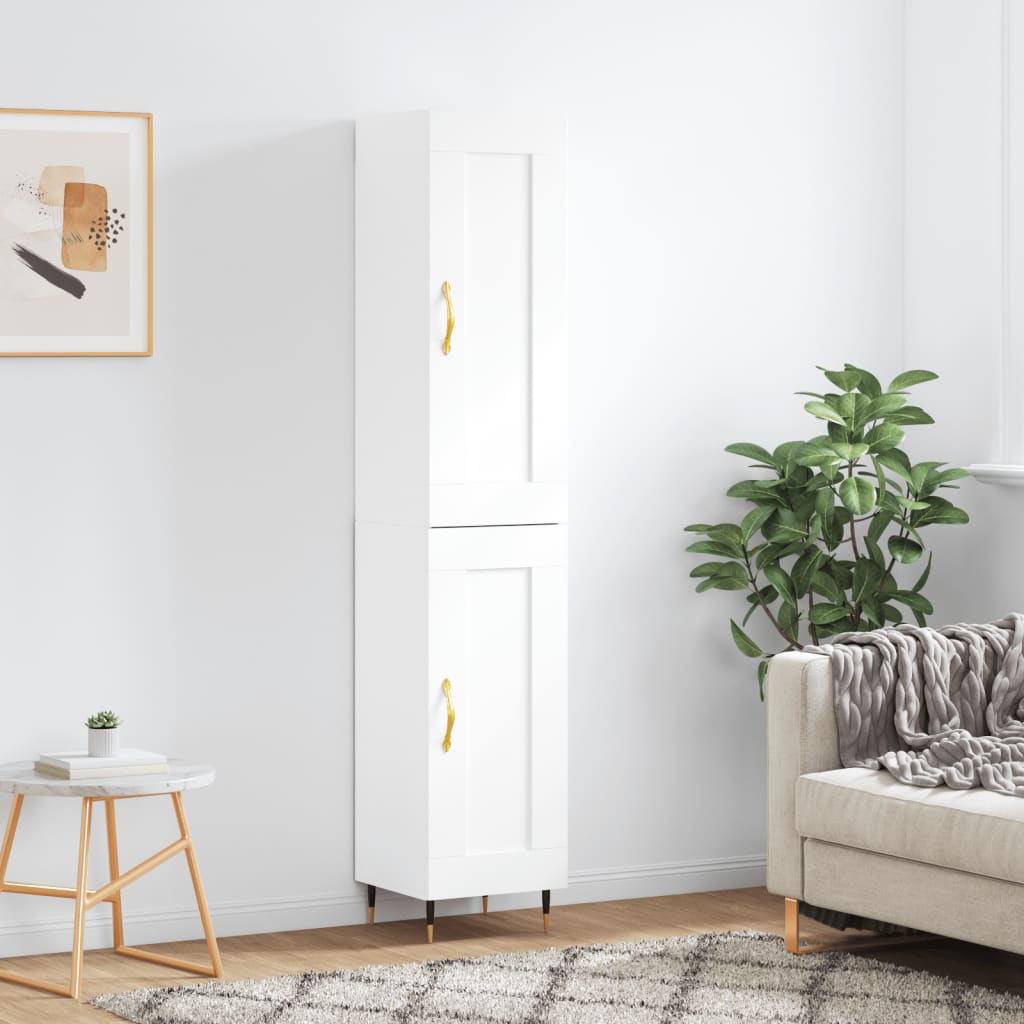 Visoka komoda bijeli 34,5x34x180 cm od konstruiranog drva