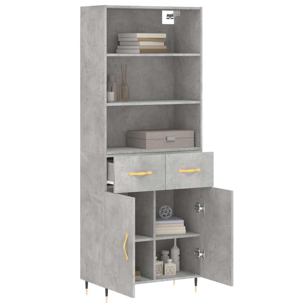 Visoka komoda siva betona 69,5x34x180 cm od konstruiranog drva