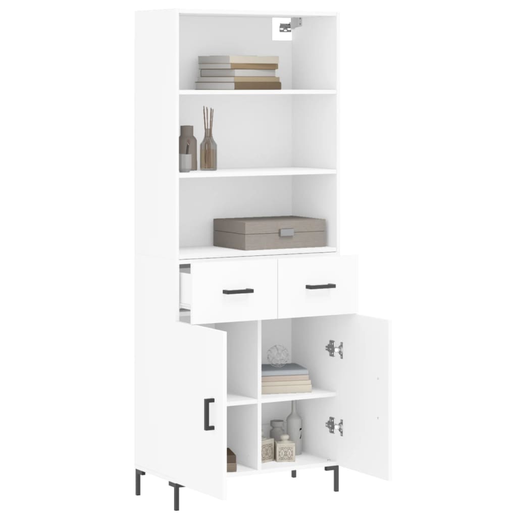 Visoka komoda bijela 69,5x34x180 cm konstruirano drvo
