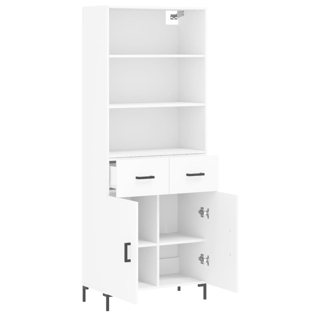 Visoka komoda bijela 69,5x34x180 cm konstruirano drvo