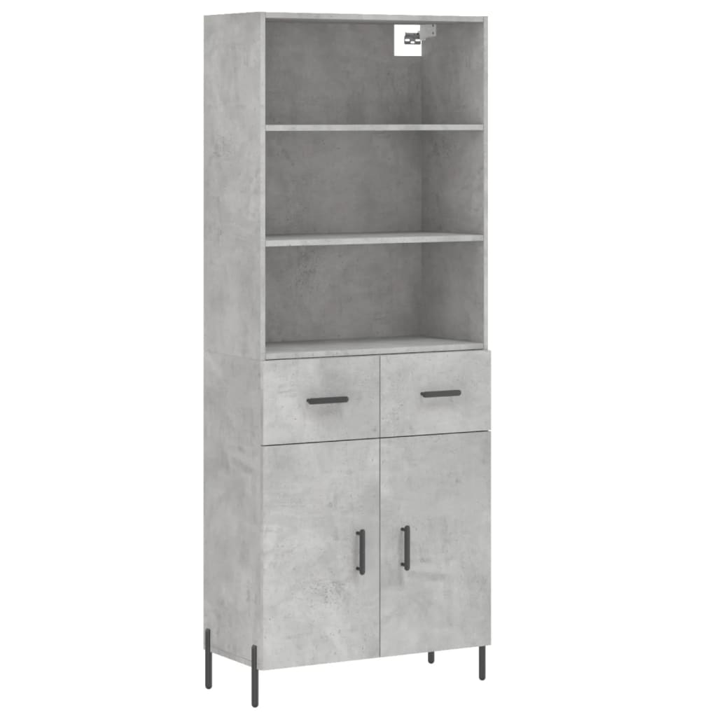 Visoka komoda siva betona 69,5x34x180 cm od konstruiranog drva