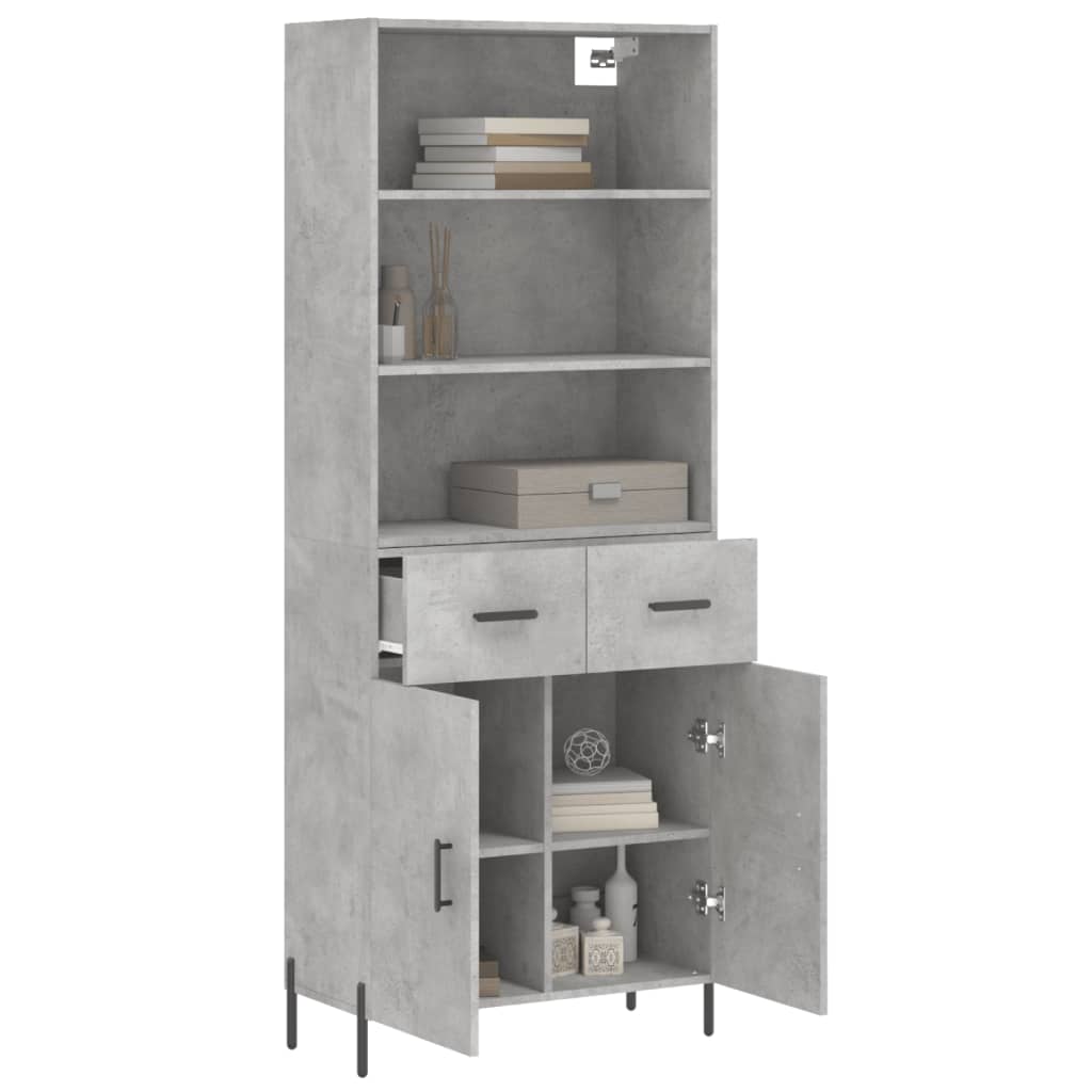 Visoka komoda siva betona 69,5x34x180 cm od konstruiranog drva
