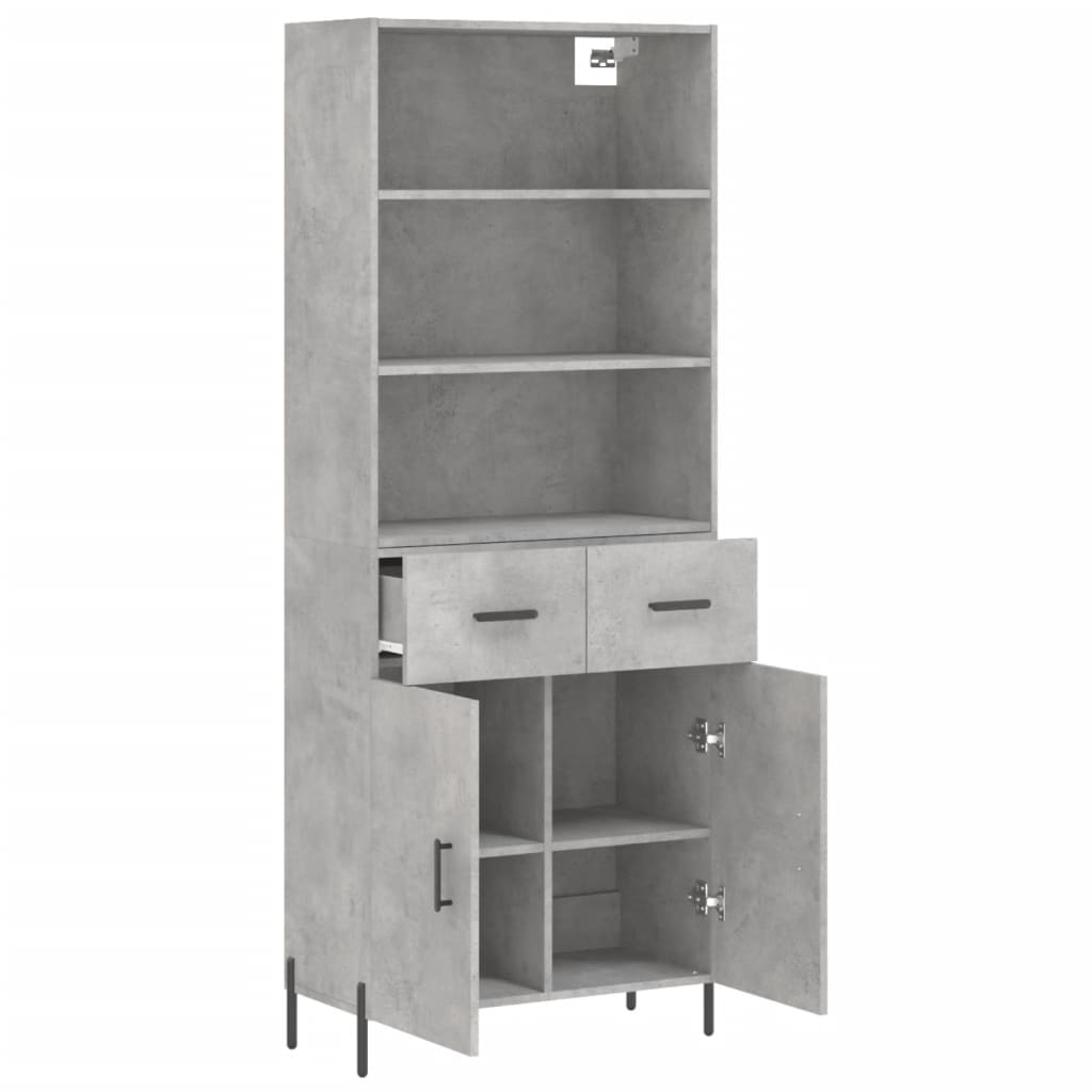 Visoka komoda siva betona 69,5x34x180 cm od konstruiranog drva