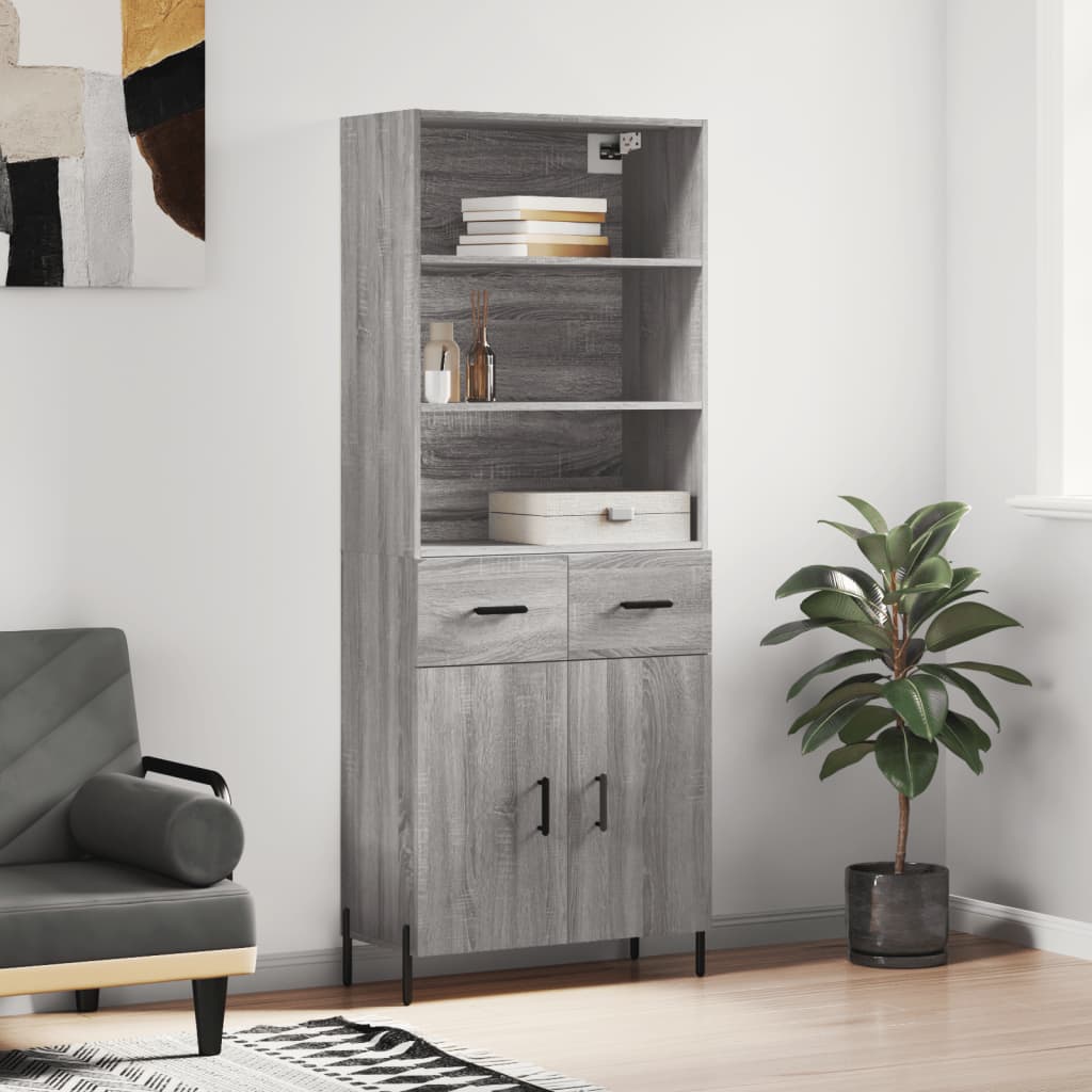 Visoka komoda siva sonome 69,5x34x180 cm od konstruiranog drva