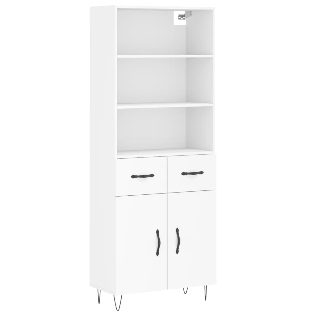 Visoka komoda bijela 69,5x34x180 cm konstruirano drvo