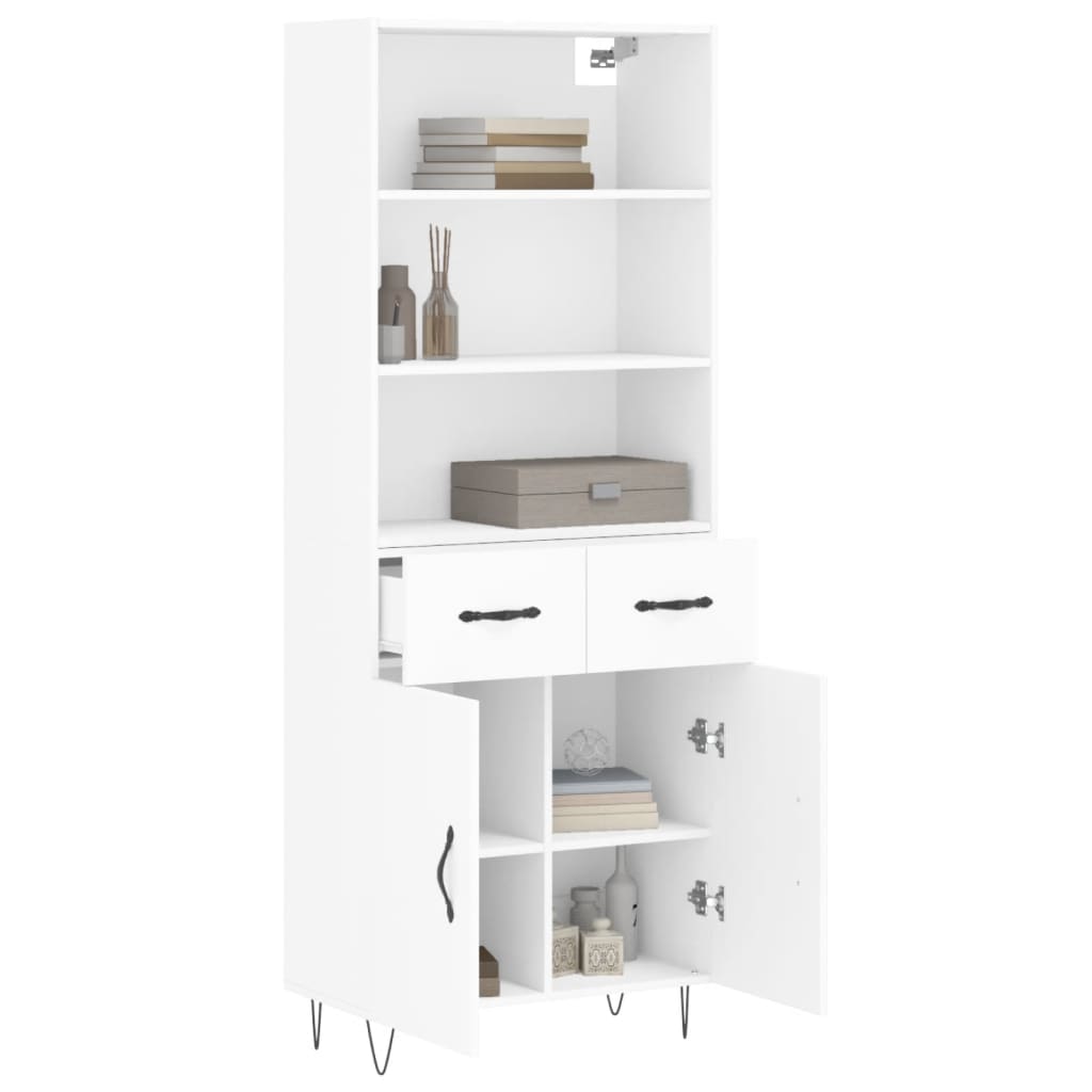 Visoka komoda bijela 69,5x34x180 cm konstruirano drvo