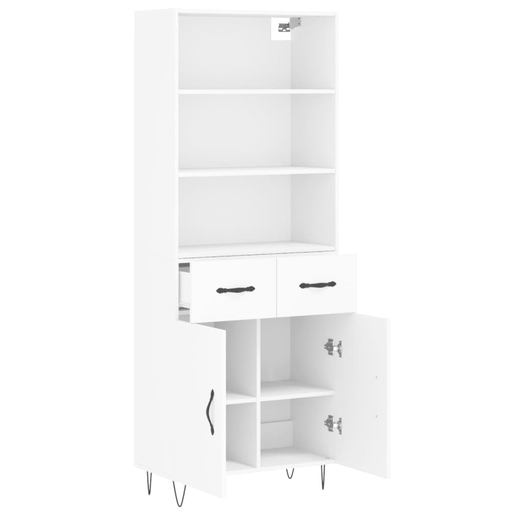 Visoka komoda bijela 69,5x34x180 cm konstruirano drvo