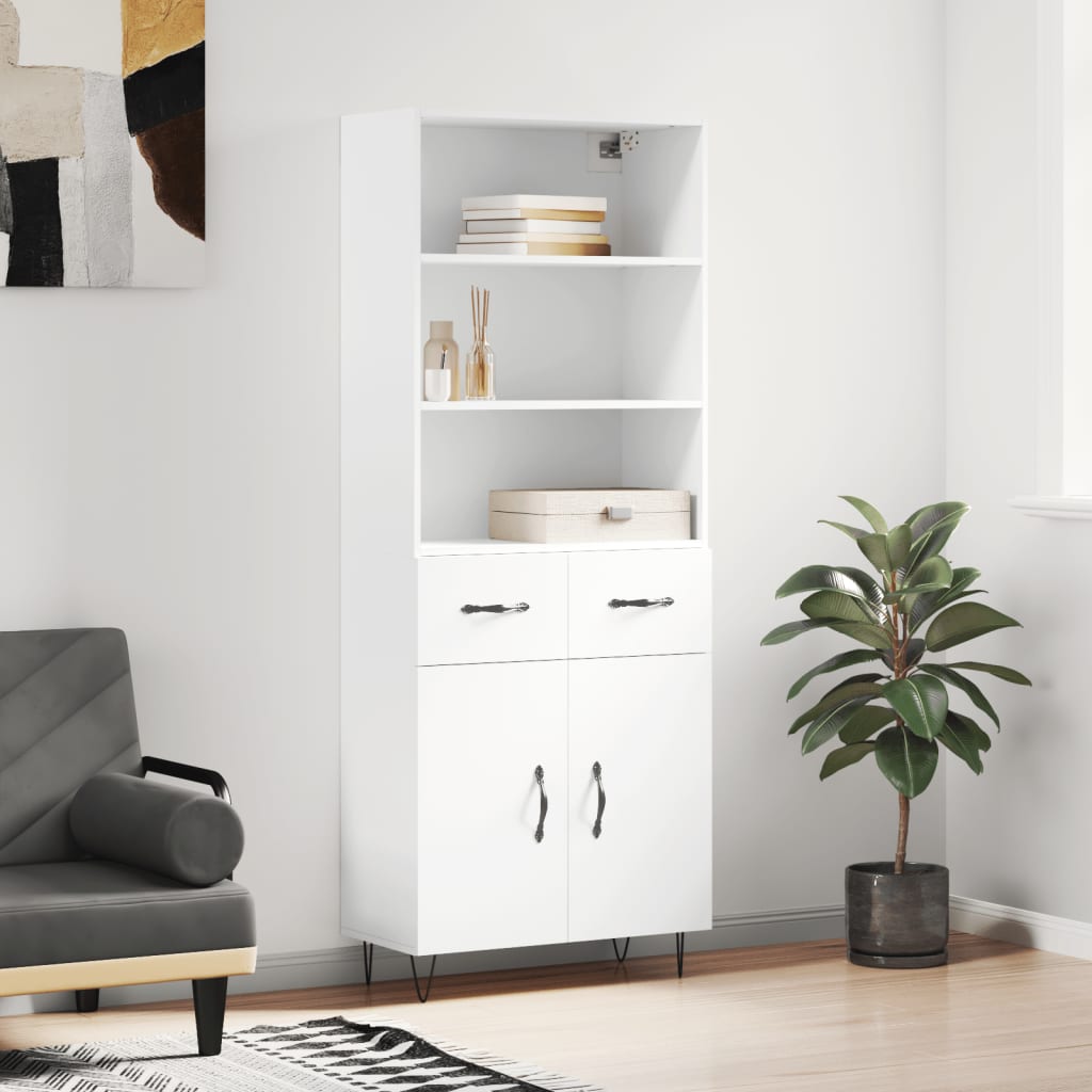 Visoka komoda bijela 69,5x34x180 cm konstruirano drvo