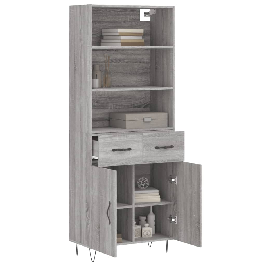 Visoka komoda siva sonome 69,5x34x180 cm od konstruiranog drva